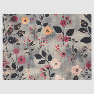 Rustikales Rosé-Blumen-Leinenmuster (3) Seidenpapier