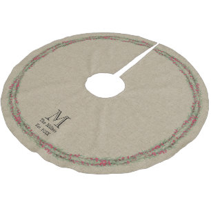 Rustikales Rosemary- und Beeren-Aquarell auf Polyester Weihnachtsbaumdecke