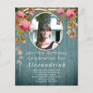 Rustikales Rosenrosen Blaues Barnholz Geburtstag