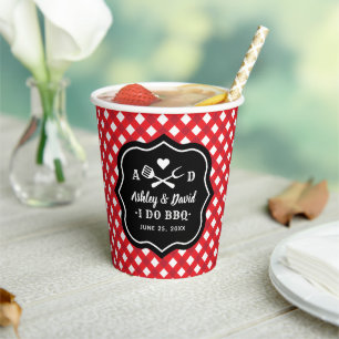 Rustikales Rot Ich mache GRILLEN Custom Wedding Mo Pappbecher