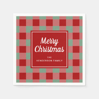 Rustikales Rot Kariert Frohe Weihnachten Serviette