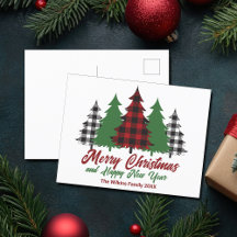 Rustikales Rot Kariert Frohe Weihnachtsfeier Neues