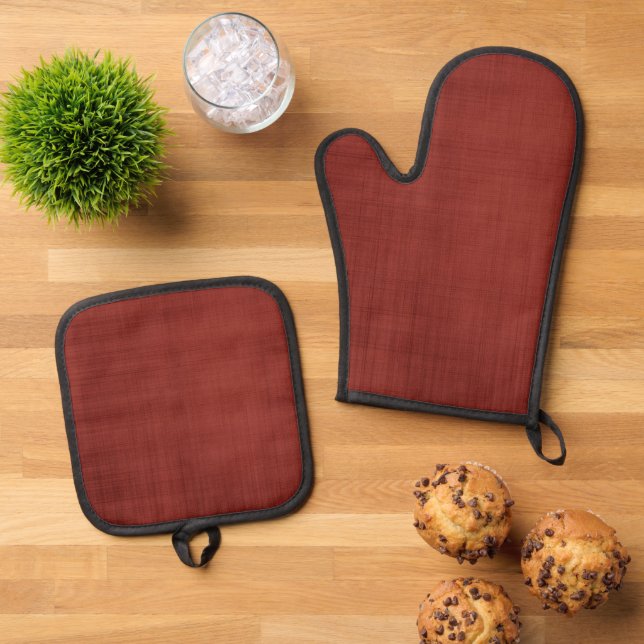 Rustikales Rot Ofenhandschuh & Topflappen-Set (Oben Unten)