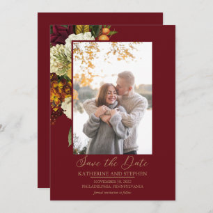 Rustikales Rot   Orange Floral Bouquet Foto Save The Date
