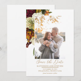 Rustikales Rot | Orange Floral Bouquet Foto White Save The Date