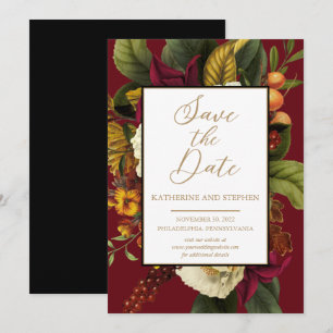 Rustikales Rot Orange Floral Bouquet Save the Da Date