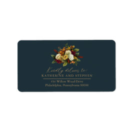 Rustikales Rot | Orange Floral Bouquet UAWG Addres Adressaufkleber