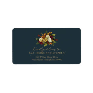 Rustikales Rot Orange Floral Bouquet UAWG Addres Adressaufkleber