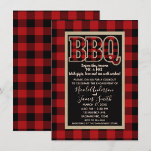 Rustikales Rot-Schwarz-Buffalo-Karo-BBQ-Grillfest Einladung