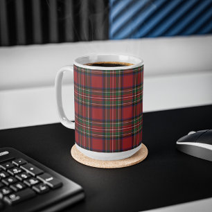 Rustikales Rot-Schwarz-Weiß-Rautenmuster Stewart B Kaffeetasse