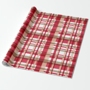 Rustikales Rot und Beige Kariertes Muster Geschenkpapier