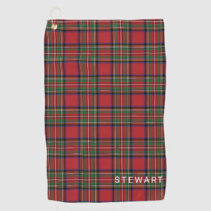 Rustikales Rot und Grün Plaid Stewart Tartan Golfhandtuch