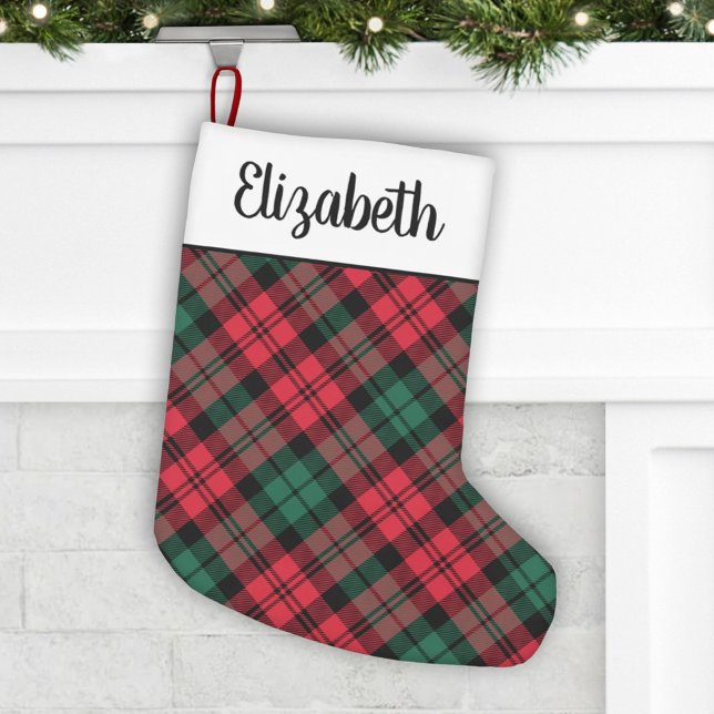 Rustikales Rot und grüner Tartan Kariert Personali Kleiner Weihnachtsstrumpf (Von Creator hochgeladen)