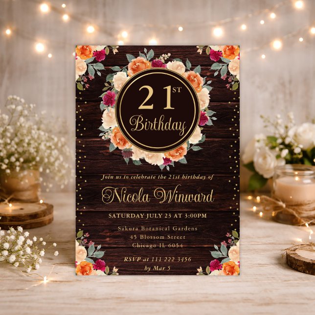 Rustikales Rot und Orange Fall Blume Wreath Geburt Einladung (Von Creator hochgeladen)