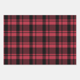Rustikales Rot und Schwarzer Tartan Kariert Geschenkpapier Set