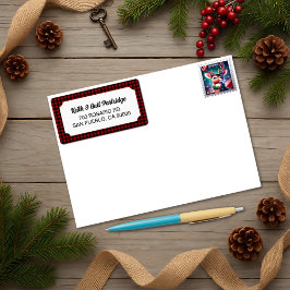 Rustikales Rot und Schwarzes Buffalo Kariert Adressaufkleber