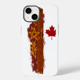 Rustikales rotes Ahornblatt Grunge-Streifen Goldst Case-Mate iPhone 14 Hülle