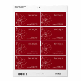 Rustikales rotes Blumenmuster-Versandetikett für K