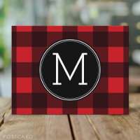 Rustikales rotes Buffalo Kariertes Muster Monogram