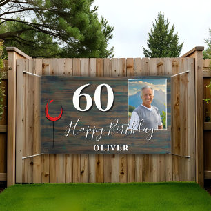 Rustikales Rotes Foto 60. Geburtstagsparty Banner