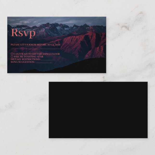 Rustikales Rotes Gebirge Hochzeitkarte Rsvp Begleitkarte (Vorne/Hinten)