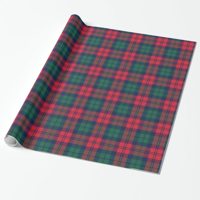 Rustikales Rotes Grün und Marine Holiday Tartan Ka Geschenkpapier (Ungerollt)