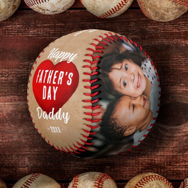 Rustikales Rotes Herz glücklich Vater's Day Daddy  Baseball (Von Creator hochgeladen)
