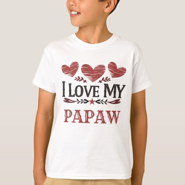 Rustikales Rotes Herz "I Liebe My Papaw" T-Shirt (Vorderseite)