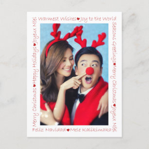 Rustikales Rotes Herz & Weihnachten Worte 2 Foto G Postkarte