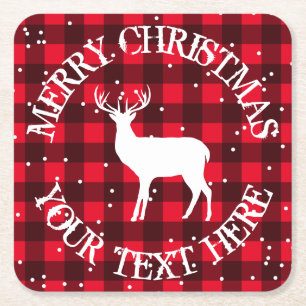 Rustikales rotes Holzfäller-Büffel-Karo-Landhausst Rechteckiger Pappuntersetzer