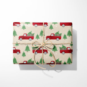 Rustikales rotes LKW-Weihnachten Geschenkpapier