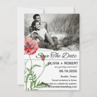 Rustikales Rotes Mohn Ihr Foto Save the Date