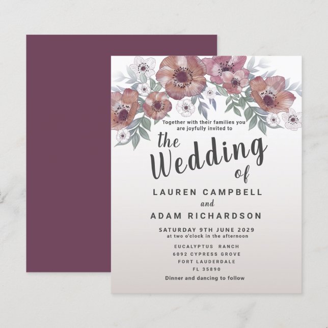 Rustikales Rotes Orange Einladung (Vorne/Hinten)