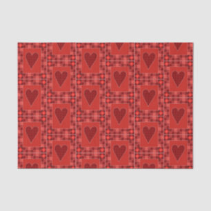Rustikales rotes Patchwork Herz Quilt Seidenpapier