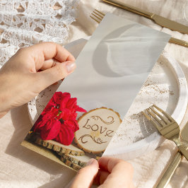 Rustikales Rotes Poinsettia Winterhochzeitprogramm Programm