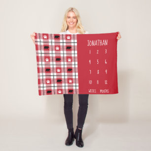 Rustikales rotes schwarzer u. weißer fleecedecke