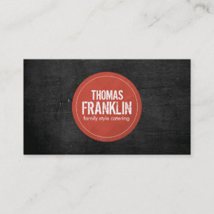 Rustikales rotes Stempellogo II auf schwarzem Holz Visitenkarte