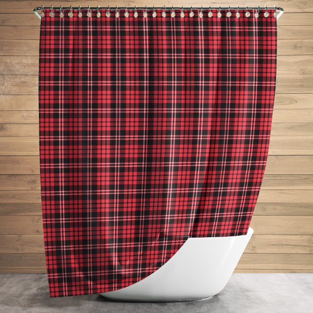 Rustikales rotes Tartan Kariertes Muster Duschvorhang (Rustic Red Tartan Plaid Pattern Shower Curtain)