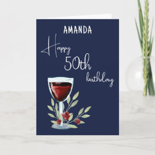 Rustikales rotes Weinglas Olive 50. Geburtstag Einladung