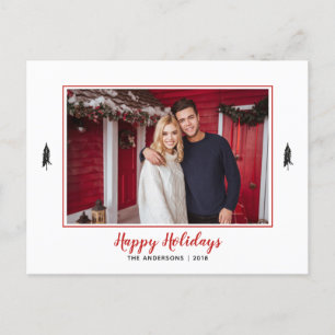 Rustikales Rotes & Weißes Gingham Flannel Weihnach Ankündigungspostkarte