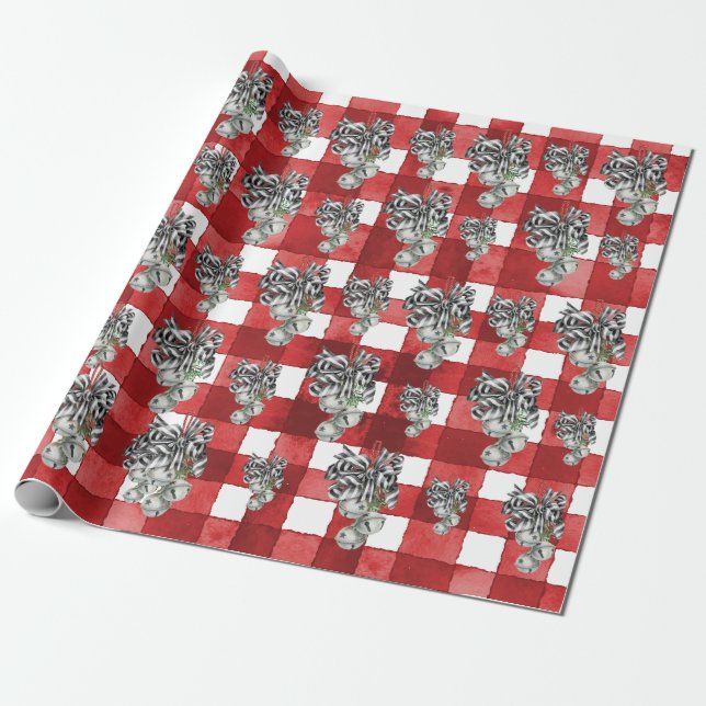 Rustikales Rotkariertes Noël Geschenkpapier (Ungerollt)