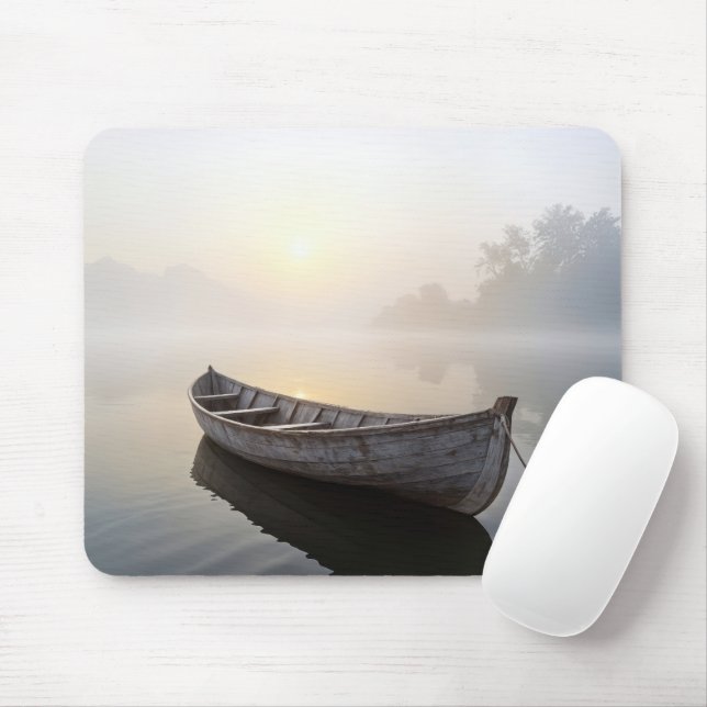 Rustikales Rowboat Auf einem ruhigen See Mousepad (Mit Mouse)