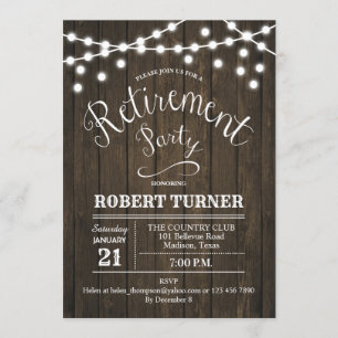 Rustikales Ruhestands-Party-Holz-Muster Einladung