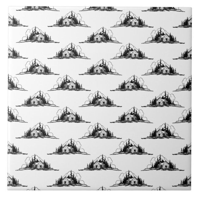 Rustikales Rundholz-Muster CUSTOM HINTERGRUNDFARBE Fliese (Vorderseite)