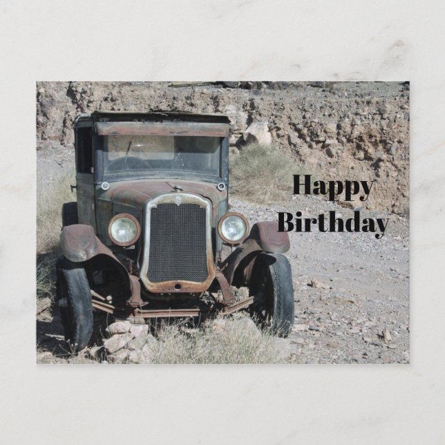 Rustikales Rustenkraftfahrzeug Foto Geburtstag Postkarte (Vorderseite)