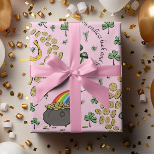 Rustikales S Muster Pink Irish Kleeblatts St Patri Geschenkpapier