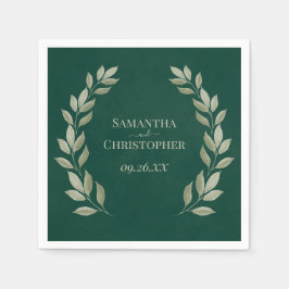 Rustikales Sage Laurel Verlasse auf der Smaragdgrü Serviette