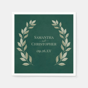 Rustikales Sage Laurel Verlasse auf der Smaragdgrü Serviette