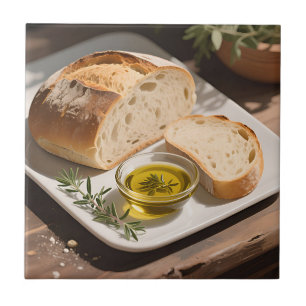 Rustikales Sauerteigbrot Olivenöl Fliese