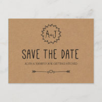 Rustikales Save the Date / Kraft Papier Save the D